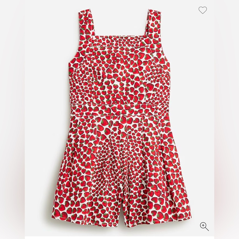 J. Crew Crew Cuts Pleated Romper in strawberry swirl size 10